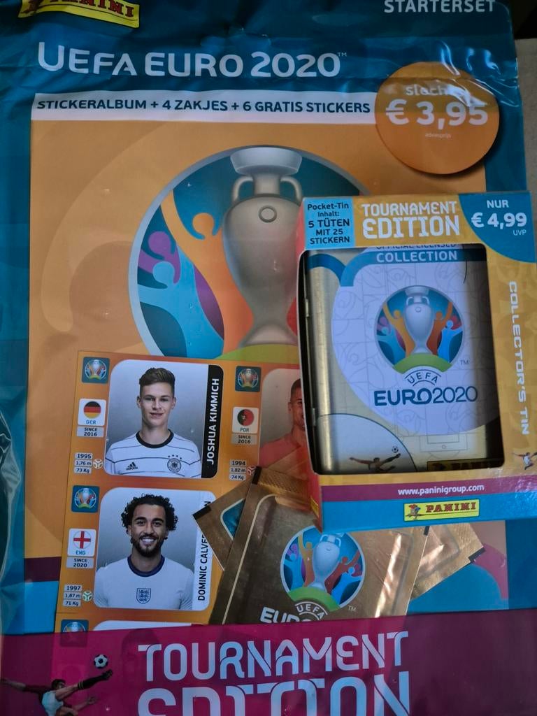 Panini Euro 2020 Tournament Edition startetspack +,tin, Verzenden, Meerdere stickers