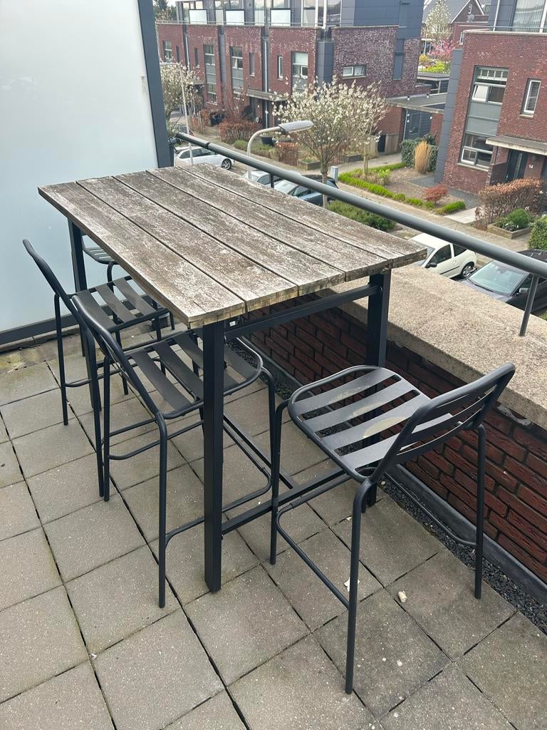Bartafel met 4 krukken, Ophalen, Gebruikt