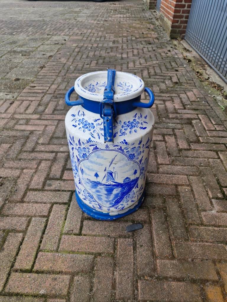 Aluminium melkbus 20 liter met Delfts blauw decoratie, Antiek en Kunst, Curiosa en Brocante, Ophalen of Verzenden