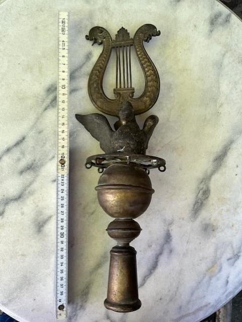 Antiek koper messing vaandelkopstuk harmonie fanfare, Antiek en Kunst, Ophalen of Verzenden