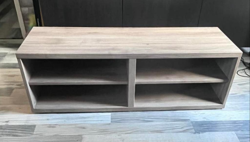 Tv-meubel met wit gebeitst eiken effect, 120x40x38 cm, Ophalen, Gebruikt, 100 tot 150 cm, Minder dan 100 cm