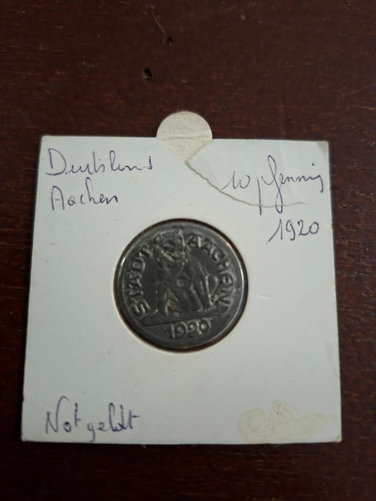 Noodgeld Aachen 10 Pfenning 1920, Ophalen of Verzenden, Duitsland