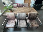 6 buffelleren eettafelstoelen, Huis en Inrichting, Stoelen, Ophalen, Bruin, Industrieel, modern, Leer