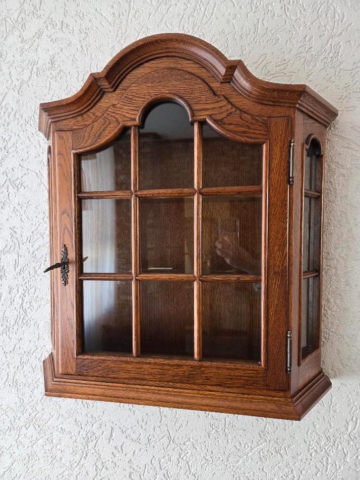 houten vitrinekastje voor aan de wand / wandvitrinekast, Huis en Inrichting, Kasten | Vitrinekasten, Gebruikt, Minder dan 100 cm