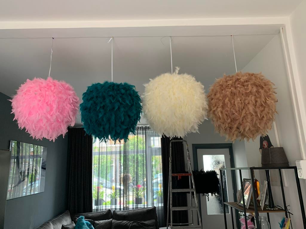 Veren lampenkappen in verschillende kleuren, 25 tot 50 cm, Rond, Nieuw, Ophalen of Verzenden