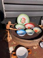 Vintage emaille schaaltjes en bord, Antiek en Kunst, Antiek | Emaille, Ophalen of Verzenden