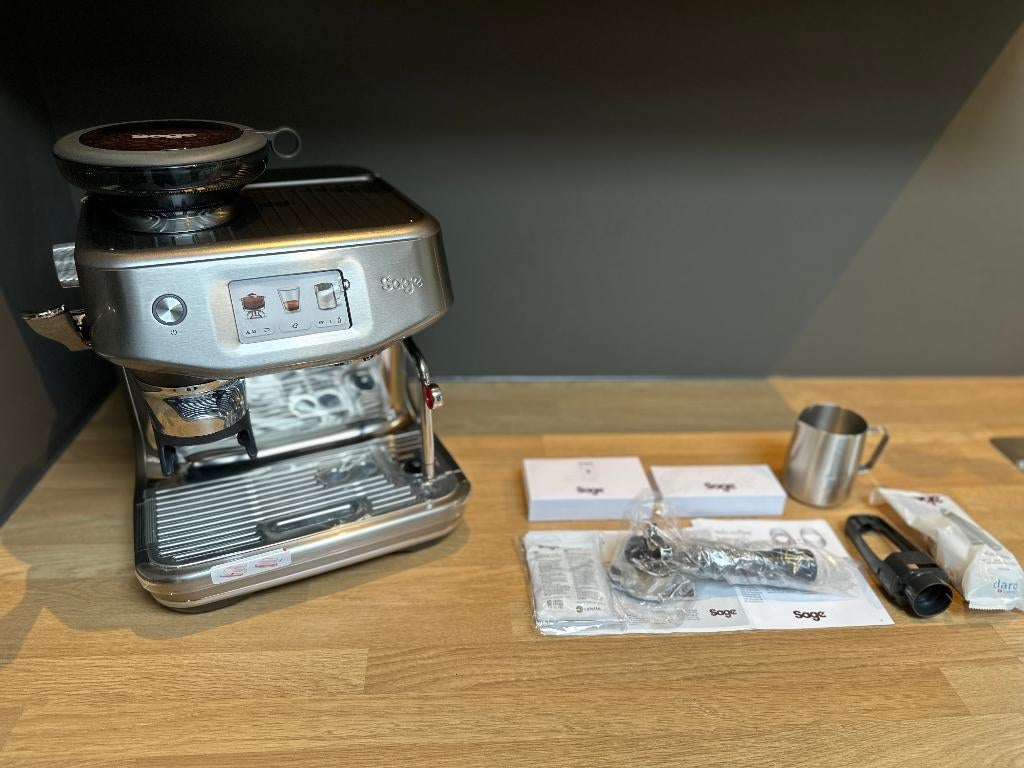 Sage Barista Touch Impress Cold Stainless Steel, Garantie, Espresso apparaat, 10 kopjes of meer, Zo goed als nieuw, Afneembaar waterreservoir
