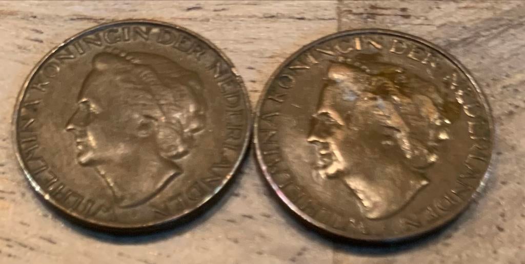2 Wilhelmina centen uit 1948, Ophalen of Verzenden, Koningin Wilhelmina, 1 cent, Setje