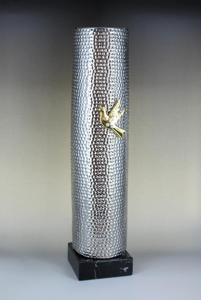 Unieke Duivensport Trofee - Zilverkleurig met Gouden Duif, Ophalen, Zo goed als nieuw, 54 cm
