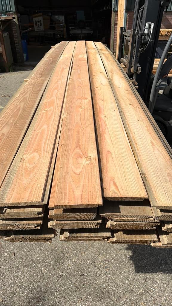 Douglas hout halfhouts dubbellips 18x190 5 meter pak14, Ophalen, Zo goed als nieuw, 250 cm of meer, Planken