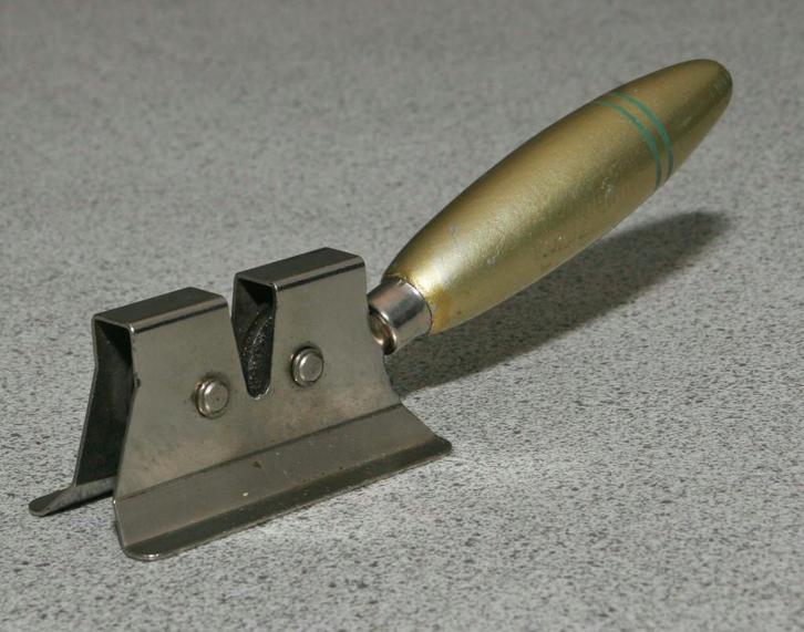 Antieke messenslijper van het merk JIFFY (GB), Antiek en Kunst, Antiek | Gereedschap en Instrumenten, Ophalen of Verzenden