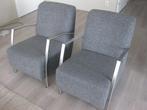 2 Fauteuils Z.g.o.h.  met rvs leuningen en poten, Ophalen, Gebruikt, 75 tot 100 cm, Stof