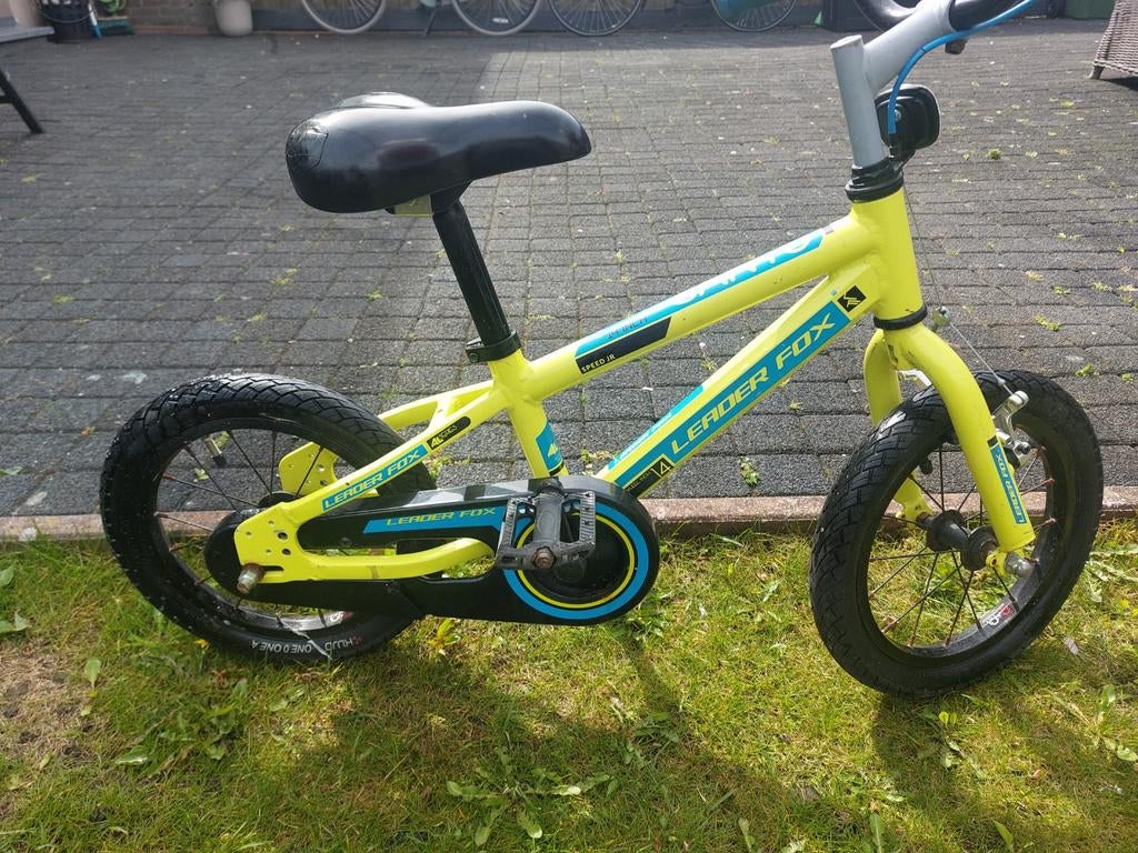 Leader Fox kinderfiets 12 inch - Geel/Blauw, Ophalen of Verzenden, Gebruikt, 16 tot 20 inch, Leader Fox