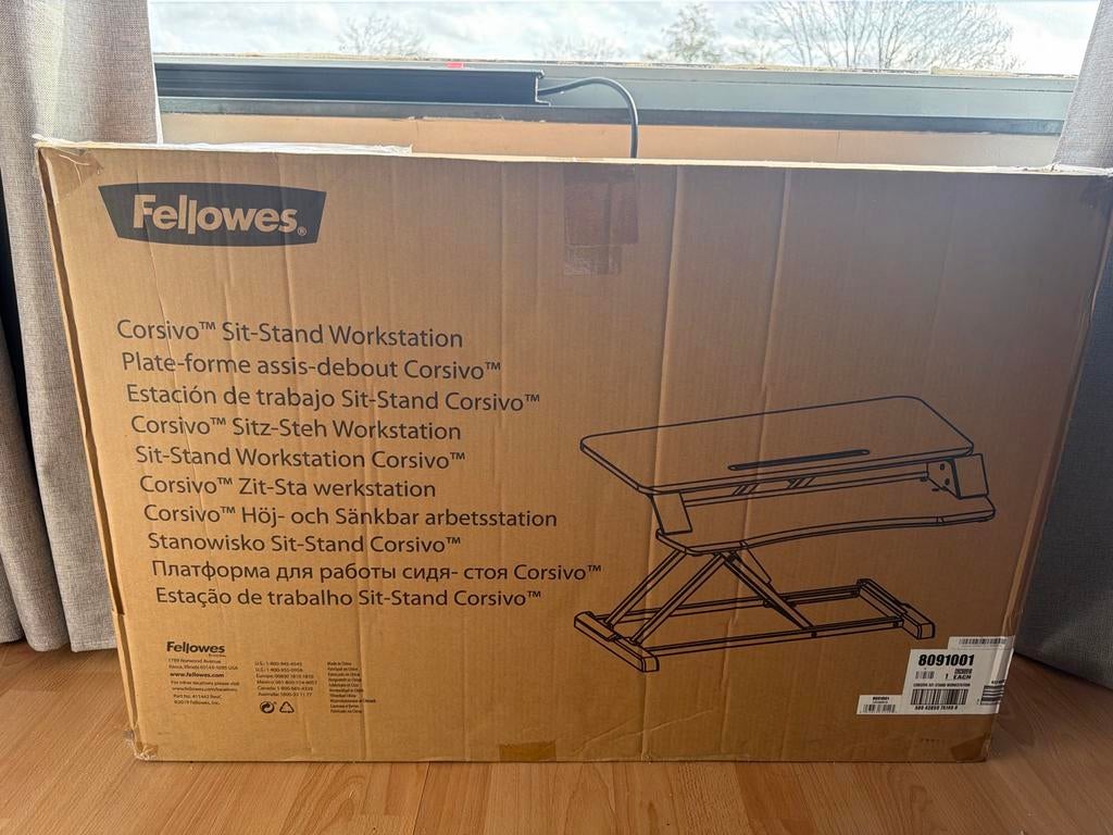 Fellowes Corsivo zit-sta werkstation, Ophalen, In hoogte verstelbaar, Nieuw