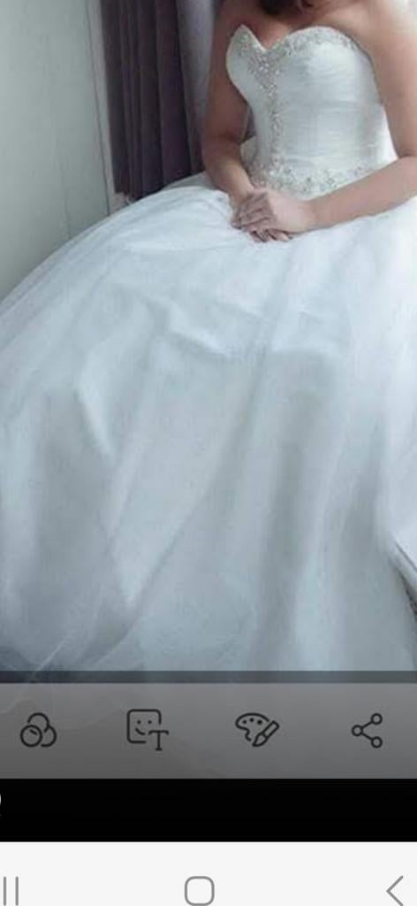 Trouwjurk met glitter, Ophalen, Zo goed als nieuw, Wit, Trouwjurk