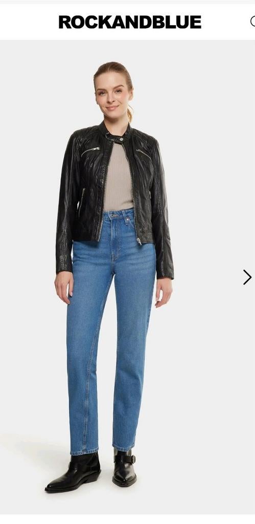 ROCKANDBLUE Leren Zwarte Jas dames maat 40, Ophalen of Verzenden, Zwart