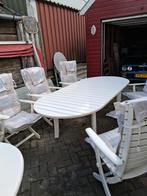 6 persoons merk tuinset met verlenging compleet, Tuin en Terras, Tuinsets en Loungesets, Ophalen, Zo goed als nieuw, Hardhout