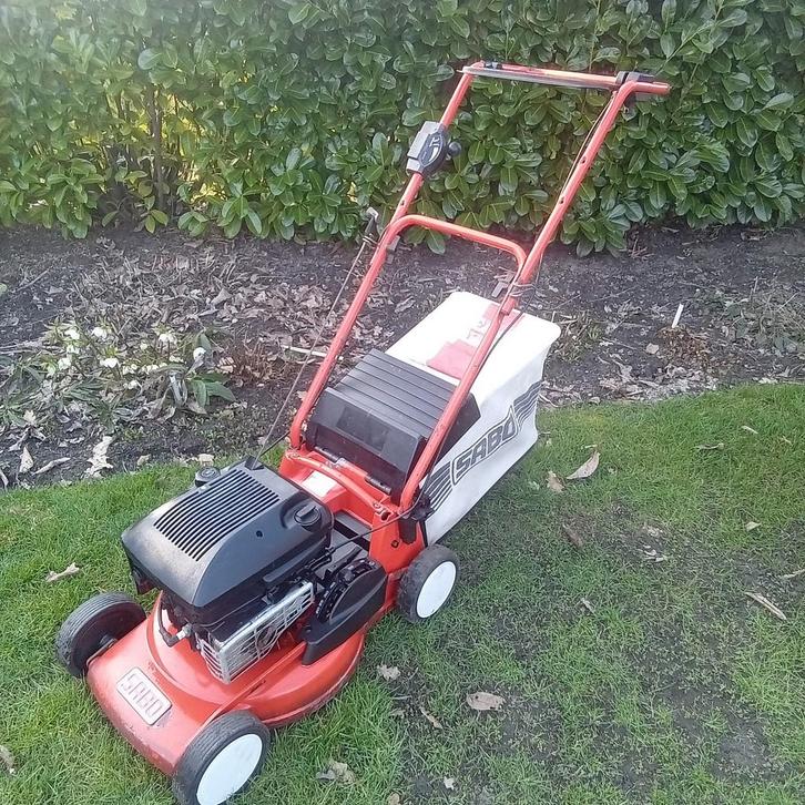 Sabo grasmaaier duwmaaier benzine Motormaaier, Tuin en Terras, Grasmaaiers, Gebruikt, Benzine-grasmaaier, Cirkelmaaier, Opvangbak