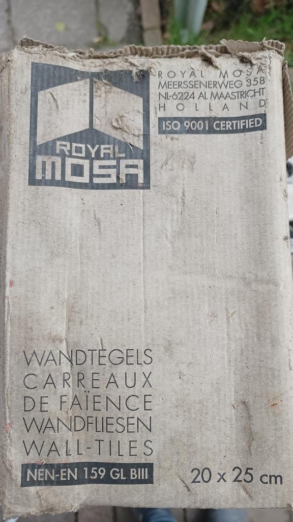 Wandtegel 20 X 25 zwart Royal Mosa, Doe-het-zelf en Verbouw, Tegels, Ophalen, Nieuw, Minder dan 20 cm, Minder dan 5 m²