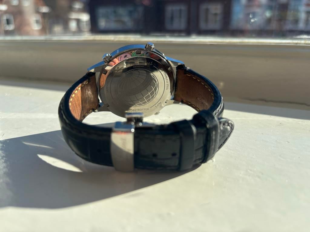 Fromanteel Moonphase horloge met leren bandje, Overige merken, Staal, Polshorloge, Ophalen of Verzenden