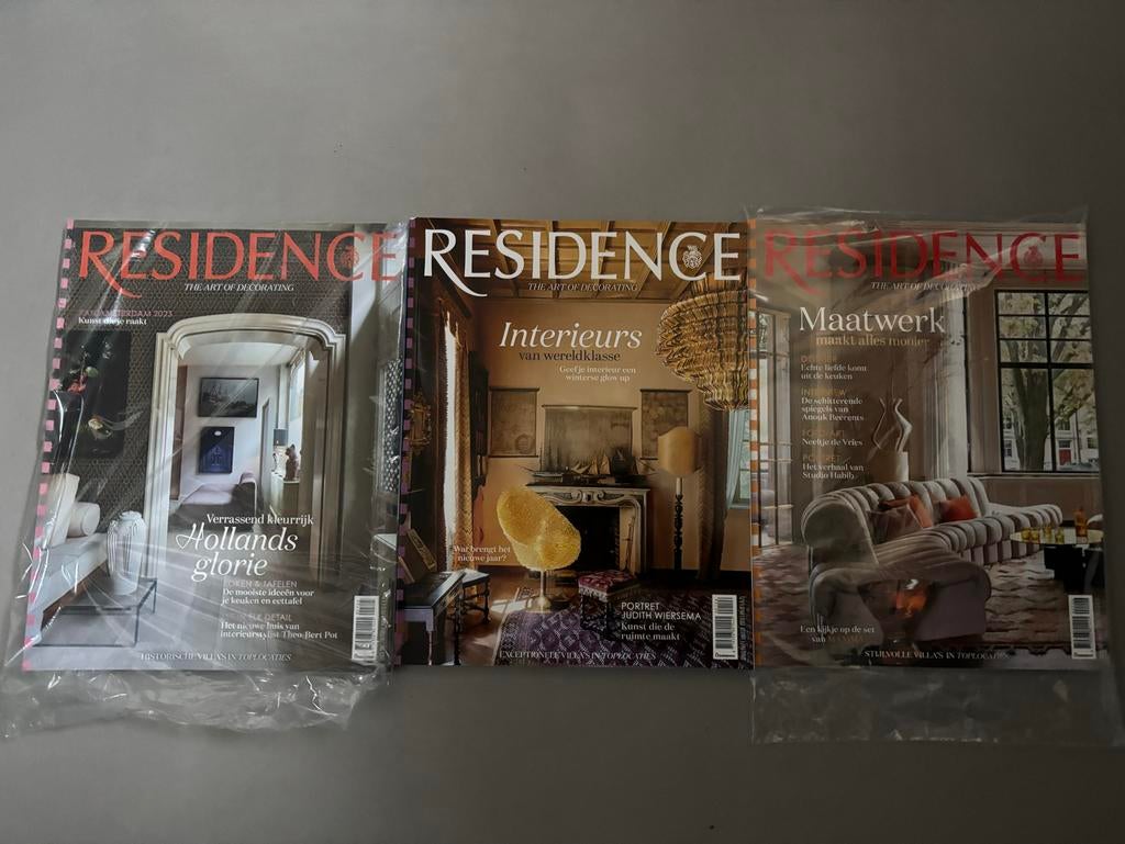 3x Residence Magazine: Hollands Glorie, Interieurs, Maatwerk, Ophalen of Verzenden, Nieuw, Overige typen