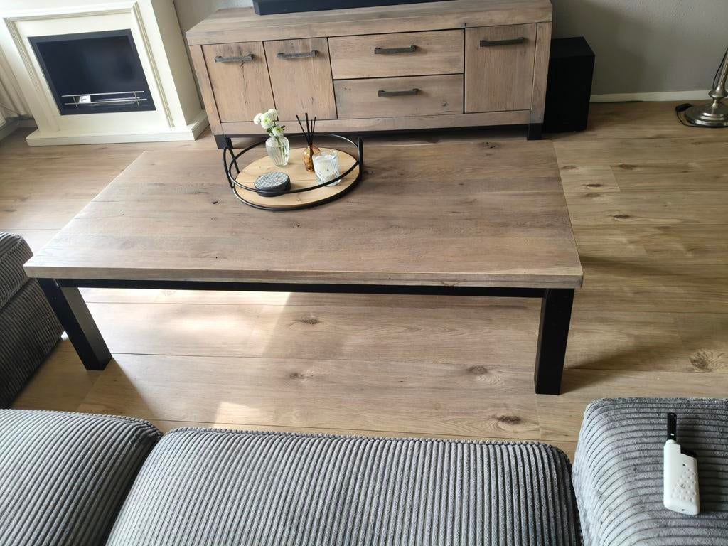 Eikenhout Salontafel hevano Moose Pronto wonen, Huis en Inrichting, Gebruikt, 100 tot 150 cm, Eikenhout, Modern Landelijk