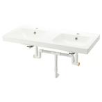 Dubbele wasbak zonder sifon, wit, 102x49 cm, Ophalen, Zo goed als nieuw, Wastafel