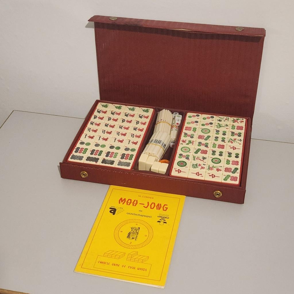 Mahjong spel in koffertje, Gebruikt, Drie of vier spelers, Reisspel, Longfield