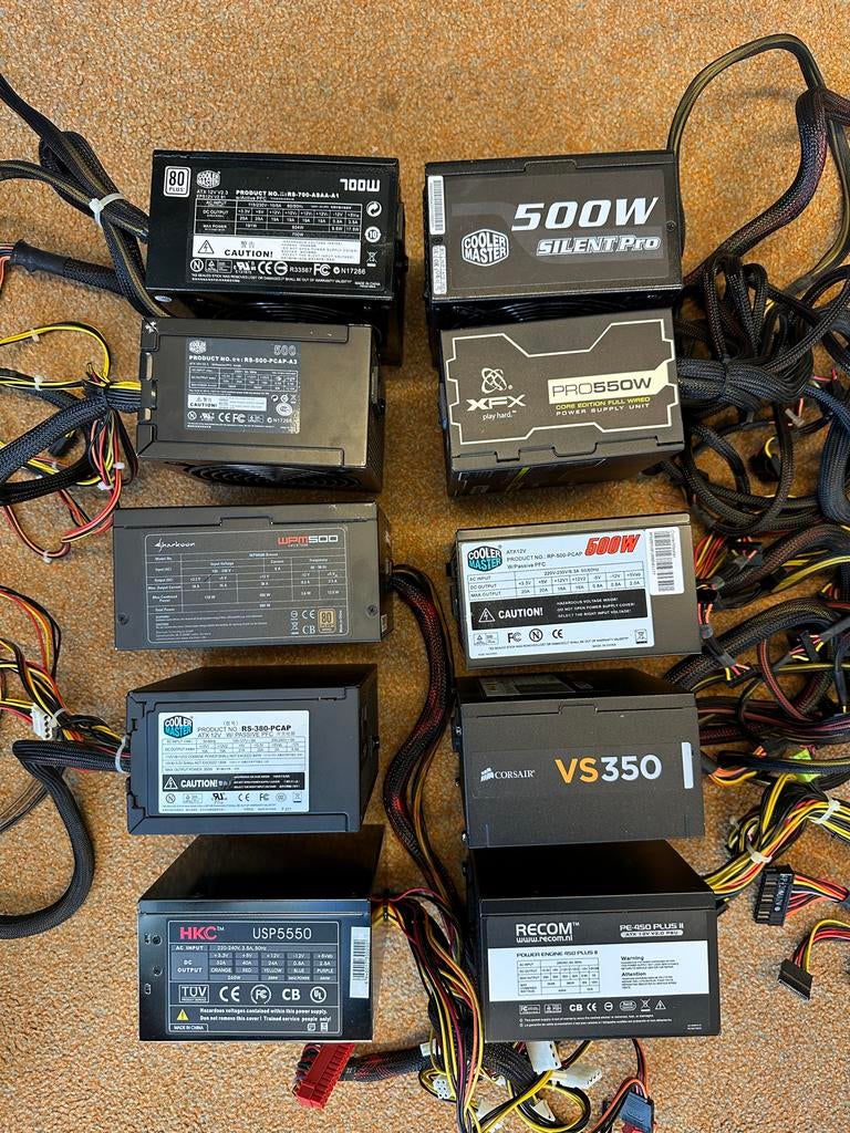 Partij 10 PC voedingen - Cooler Master, Corsair en Recom etc, Ophalen of Verzenden, Gebruikt