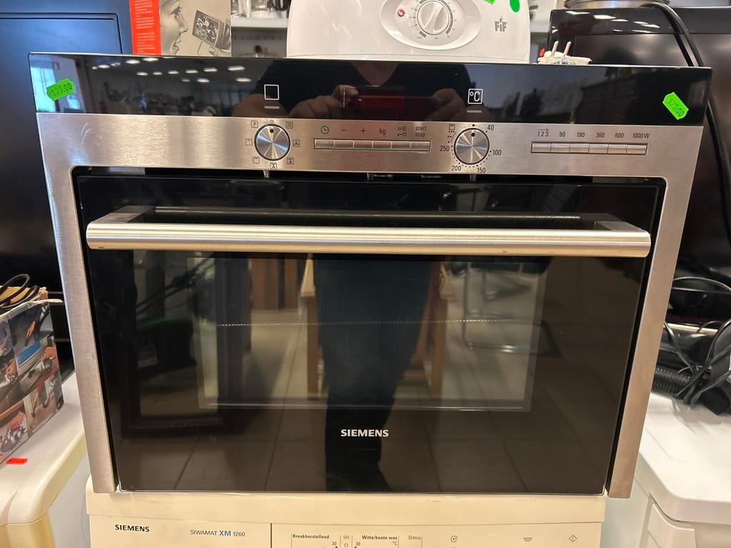 Siemens Inbouw Combi Oven - Zilver/Zwart, 45 tot 60 cm, Gebruikt, Ophalen of Verzenden, Oven met grill