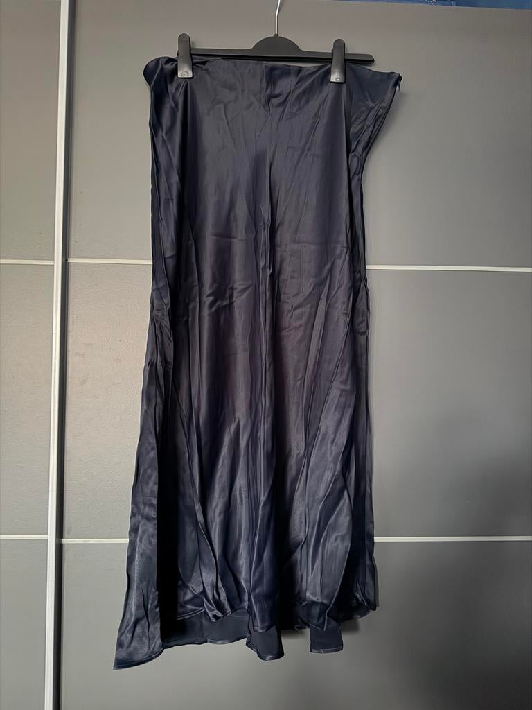 Zara Satijnen Rok, marine - Maat XXL, Ophalen of Verzenden, Gedragen, Maat 46/48 (XL) of groter, Blauw