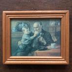 Vintage Prent van Opa met Kleinkinderen, Verzamelen, Ophalen of Verzenden, Zo goed als nieuw, Voor 1940, Prent