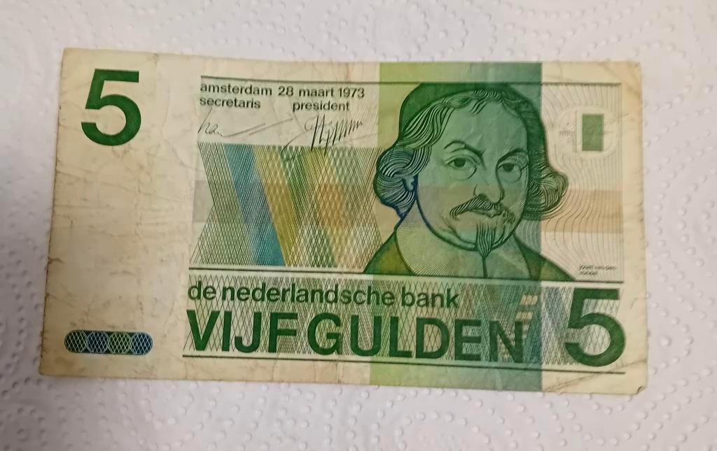 Oude Nederlandse Bankbiljetten: 5 en 10 Gulden, Ophalen, 5 gulden, Los biljet