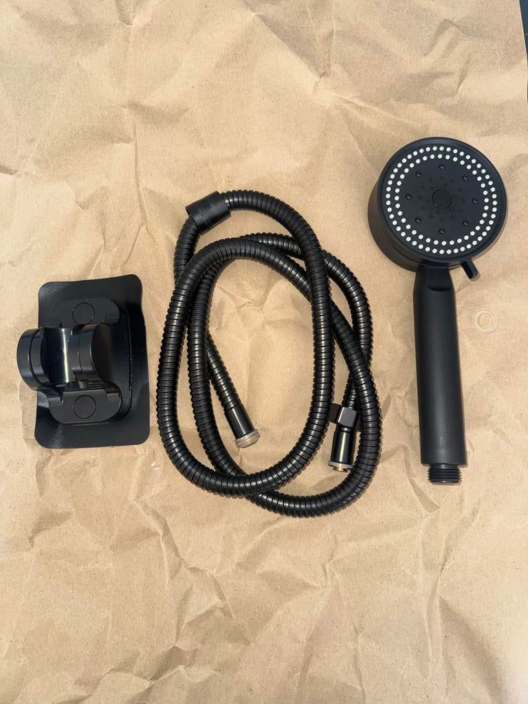 Zwarte douchekop met slang en houder, Ophalen of Verzenden, Nieuw, Douche