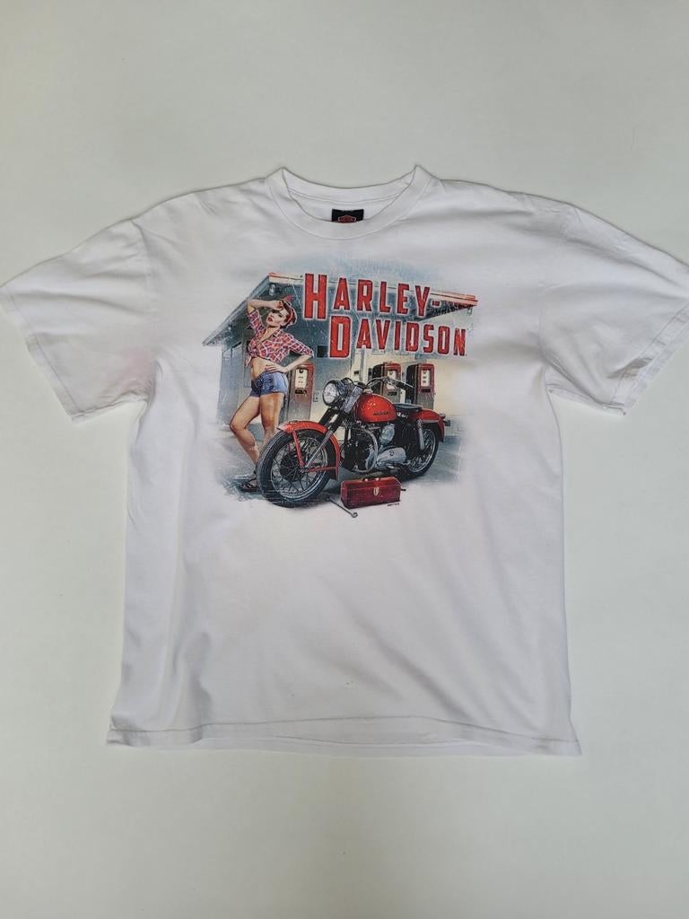 Harley Davidson T-shirt met patch - Maat L, Kleding | Heren, T-shirts, Maat 52/54 (L), Wit, Ophalen of Verzenden, Harley Davidson