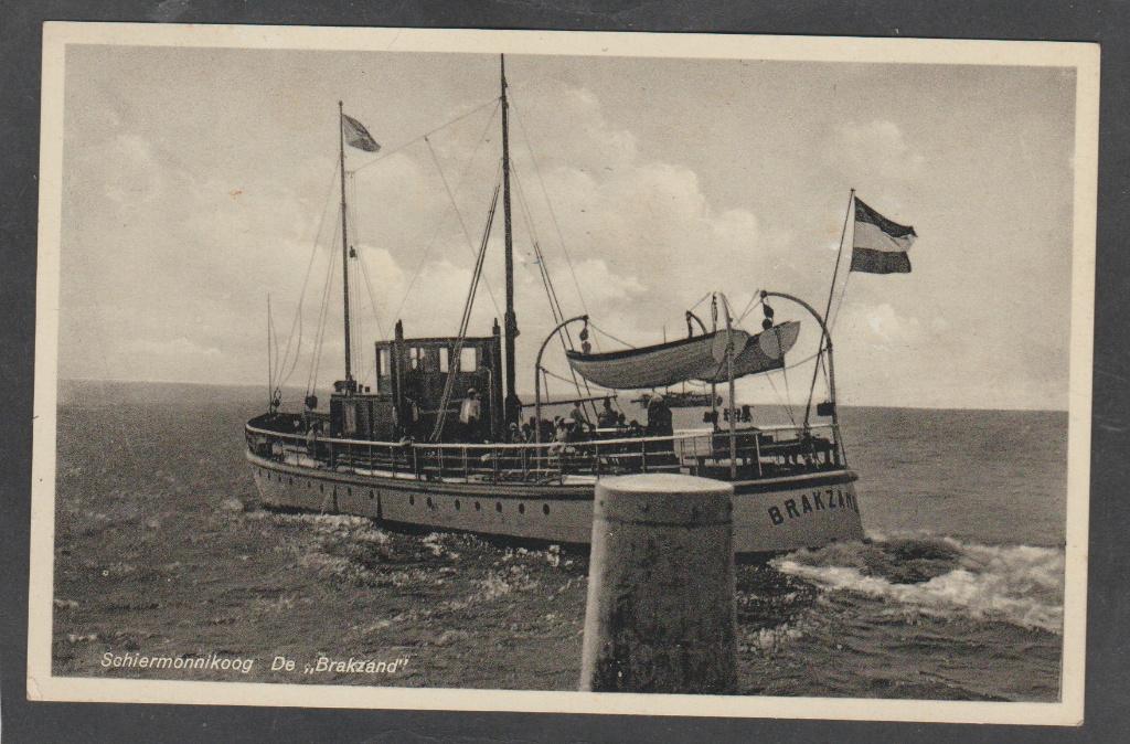 schiermonnikoog boot de brakzand, Verzamelen, Ansichtkaarten | Nederland, Verzenden, 1920 tot 1940, Gelopen, Waddeneilanden