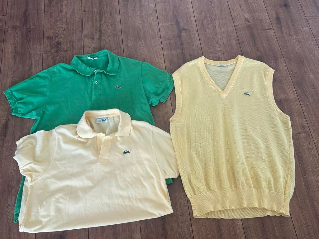 Vintage Lacoste set: 2 polo's & 1 spencer - Maat XL, Ophalen of Verzenden, Gedragen, Maat 56/58 (XL)