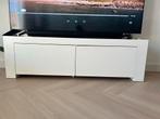 Witte eiken tv-kast - 160 cm breed, Huis en Inrichting, Kasten | Televisiemeubels, Ophalen, Gebruikt, 150 tot 200 cm, Eikenhout