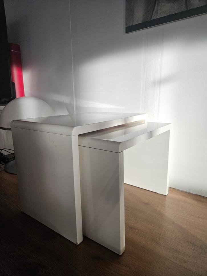 Uitschuifbare Bijzettafels Wit - DIY Project, Huis en Inrichting, Tafels | Bijzettafels, Gebruikt, Rechthoekig, 45 tot 60 cm, Minder dan 55 cm