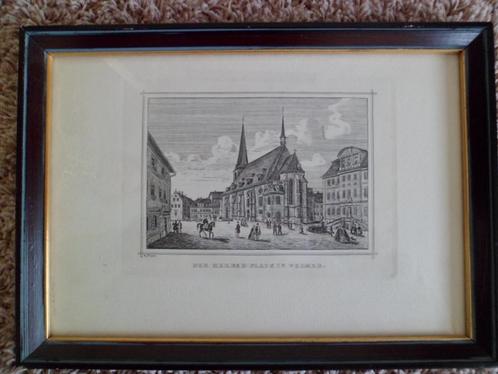 Pentekening van Goethehaus en Herder-Platz in Weimar, Antiek en Kunst, Kunst | Tekeningen en Foto's, Ophalen of Verzenden