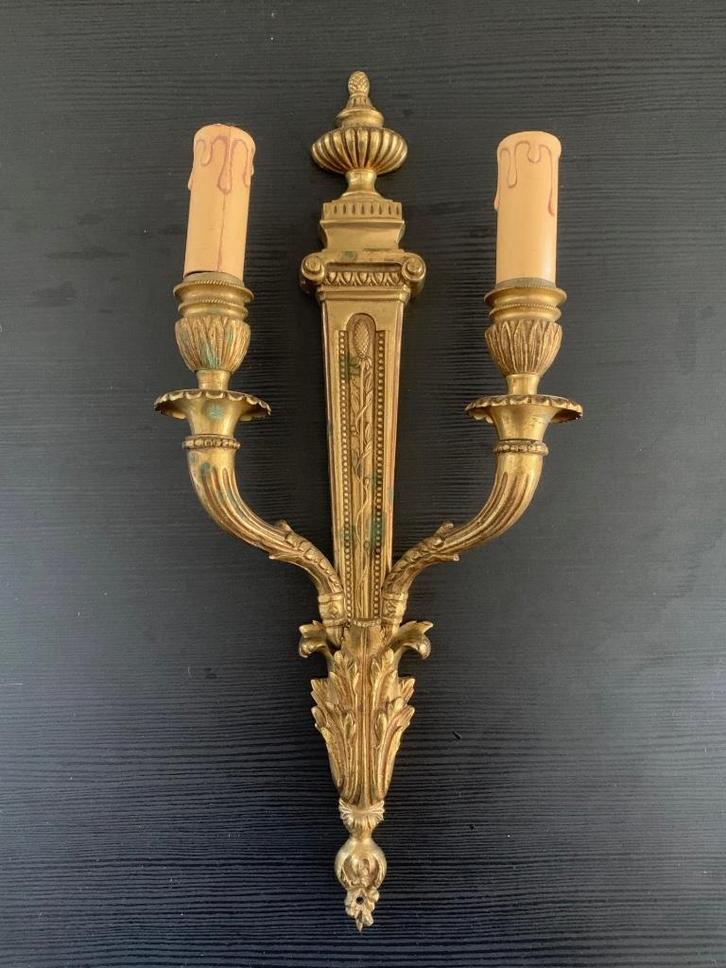 Oud Franse Empire stijl metalen wandlamp, Antiek en Kunst, Antiek | Lampen, Ophalen of Verzenden