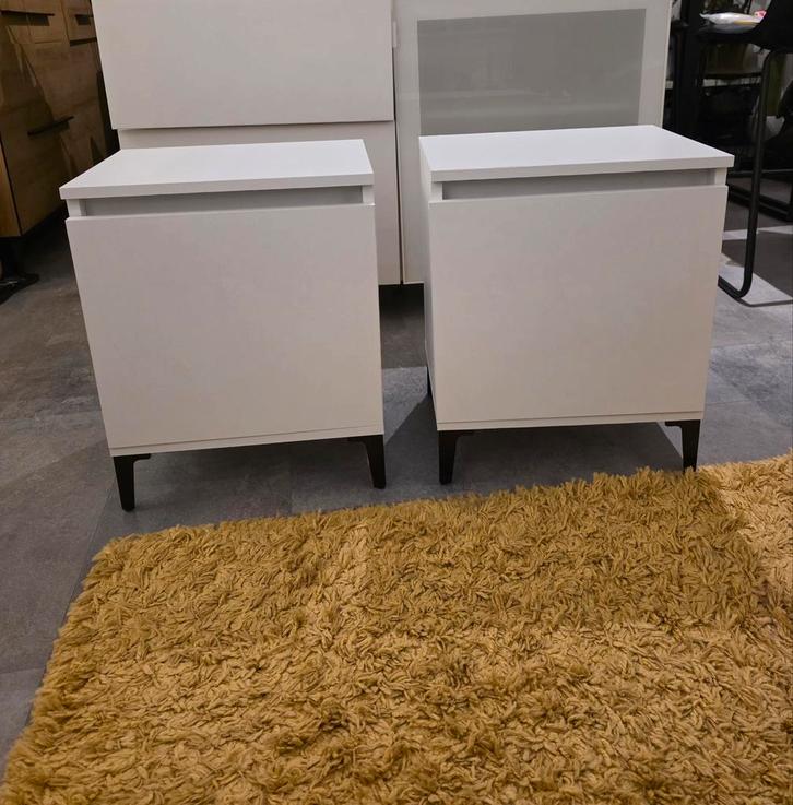 Witte nachtkastjes set, Huis en Inrichting, Slaapkamer | Nachtkastjes, Zo goed als nieuw, Minder dan 55 cm, Minder dan 45 cm, Hout