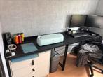 2x zwart bureau hout/metaal, Huis en Inrichting, Bureaus, Ophalen, Zo goed als nieuw, Bureau