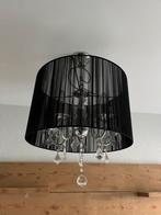 Elegante Kroonluchter met Zwarte Kap, Ophalen of Verzenden, Gebruikt, Glas