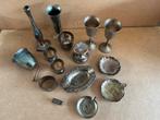 Diverse zilverkleurige antieke asbakjes, kelkjes, eidopjes, Antiek en Kunst, Antiek | Tin, Ophalen