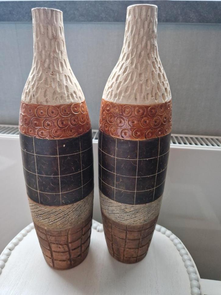 Set van 2 decoratieve vazen, Huis en Inrichting, Woonaccessoires | Vazen, Zo goed als nieuw, Overige kleuren, Minder dan 50 cm