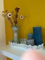 Vintage Woonaccessoires Set: Vaas, Bloemen, Kaarsen & Dienbl, Ophalen
