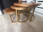 Salontafel set 3-delig Mangohout, Huis en Inrichting, Tafels | Bijzettafels, Ophalen, Minder dan 45 cm, Minder dan 55 cm, Rond