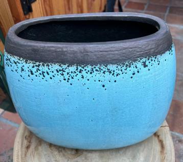 Blauw keramische vaas / plantenpot – stijlvol design beschikbaar voor biedingen