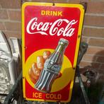 Emaille reclamebord drink coca cola ice cold, Verzamelen, Merken en Reclamevoorwerpen, Reclamebord, Gebruikt, Ophalen of Verzenden